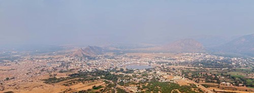 Panorama Holy city Pushkar and Puchkar Mela