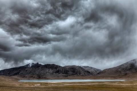 High dynamic range image of Himalayan lake Kyagar Tso