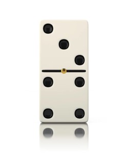 Domino game bone close up isolated on white