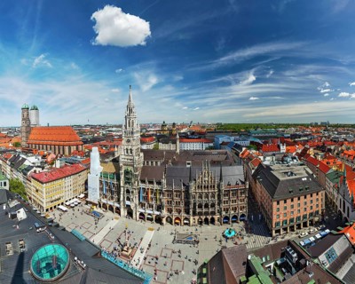 Aerial fish eye view of Munich