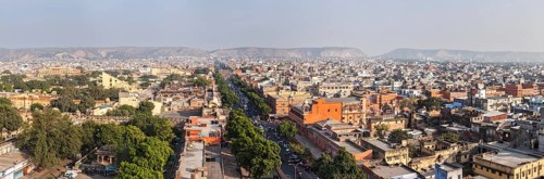 Panorama of aerial view of Jaipur