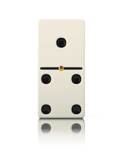 Domino game bone close up isolated on white