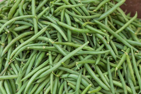 Market stall with green common bean