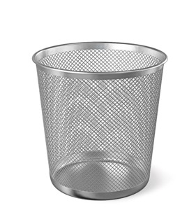 Empty metal trash garbage bin paper bin isolated on white background