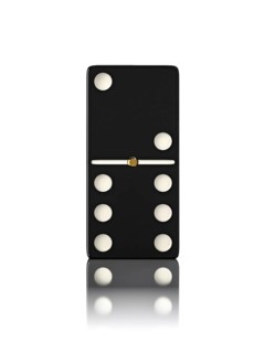 Domino game bone close up isolated on white
