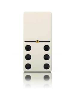 Domino game bone close up isolated on white