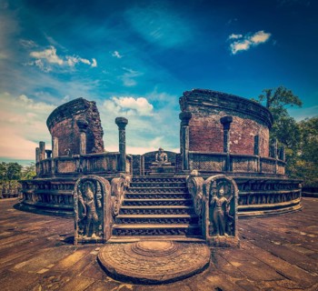 Vintage retro hipster style travel image of ancient Vatadage