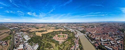 Aerial of the star shaped Citadel of Alessandria