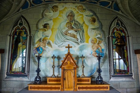 Wall paintings in the war prisoner build Italian Chapel