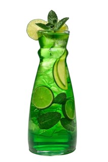 Jar with icy apple and lemon drink