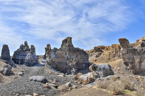 Rocky landscape around the volcano Montana de Guenia