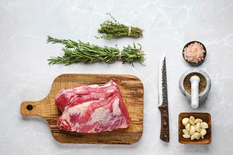 Raw pork neck ready for baking