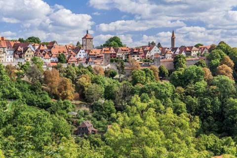 Old town panorama above the valley