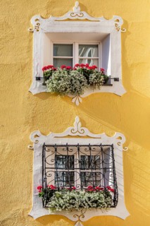 Picturesque windows in the pedestrian zone of Neustadt