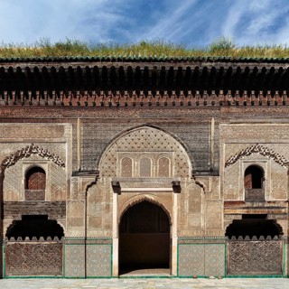 Wooden facade and roof structure
