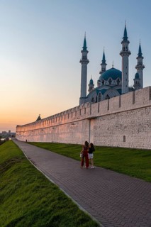 Kul Sharif Mosque in the Kremlin at sunset