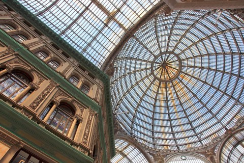Galleria Umberto I. Shopping arcade covered by a large glass dome