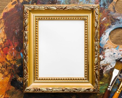 Copy space canvas golden frame paint
