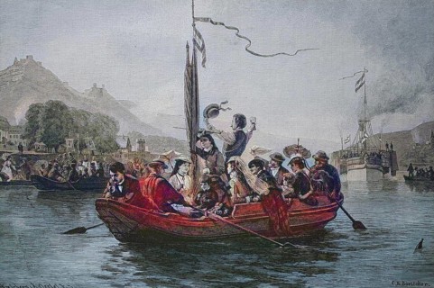 FeineGute Leute auf einem sunday outing mit dem Schiff auf dem Rhein