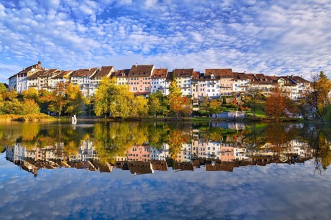Local view of the old town of Wil in autumn