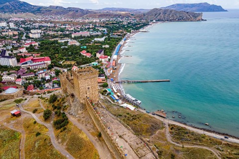 Aerial of the Genoese fortress of Sudak