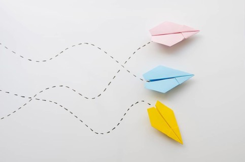 Cute minimalist paper planes top view