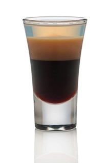 B 52 cocktail shot isolated on white background