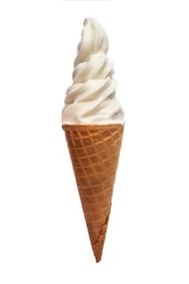Vanilla ice cream in a waffle cup isolated on white background