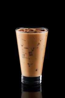 Coffee with ice isolated on black background