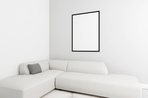 Minimalistic interior with elegant frame sofa