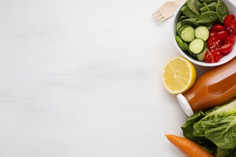Salad juice with copy space
