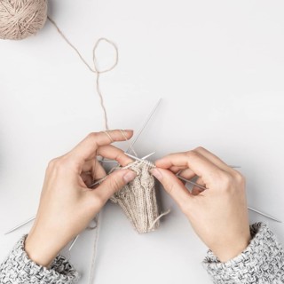 Top view woman crocheting 1. Resolution and high quality beautiful photo