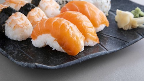 Close up view delicious sushi concept