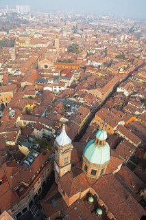 City view Bologna seen from the top of the Asinelli Tower