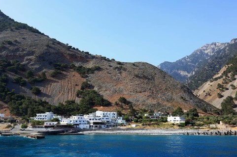 The coastal village of Agia Roumeli is the entrance or exit to the Samaria Gorge
