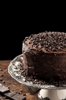Delicious chocolate cake with copy space