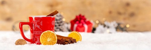 Mulled wine or tea with decoration for Christmas in winter copy space Copyspace Banner Panorama in Stuttgart