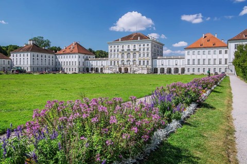 Flower borders on the city side of Nymphenburg Palace