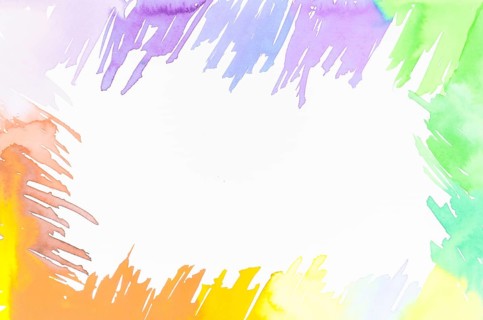 Frame made with colorful brush strokes design with space writing text white backdrop