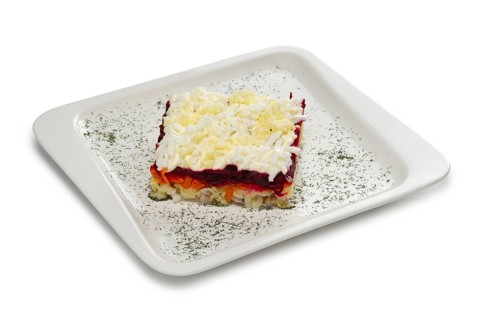 Layout for menu. Salad with herrings