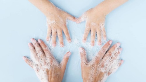 Person washing hands with soap. Resolution and high quality beautiful photo