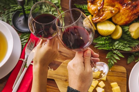 Toasting with two glasses wine. Resolution and high quality beautiful photo