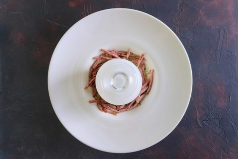 Traditional cold belorussian soup with beef