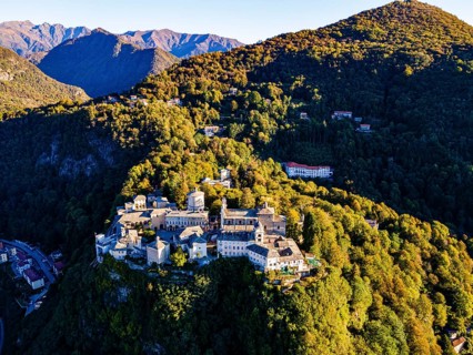 Aerial of the Unesco world heritage site Sacro Monte de Varallo