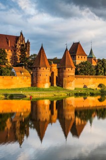 Unesco world heritage sight Malbork castle at sunset