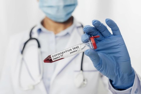 Close up doctor holding coronavirus test
