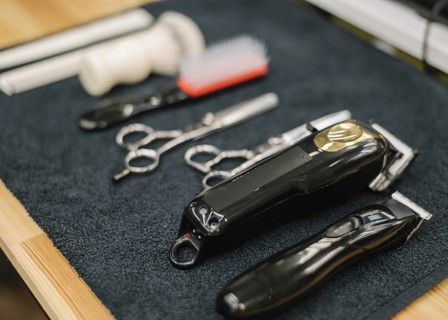 Close up view barbershop accessories
