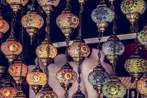 Mosaic Ottoman lamps from Grand Bazaar in Istanbul
