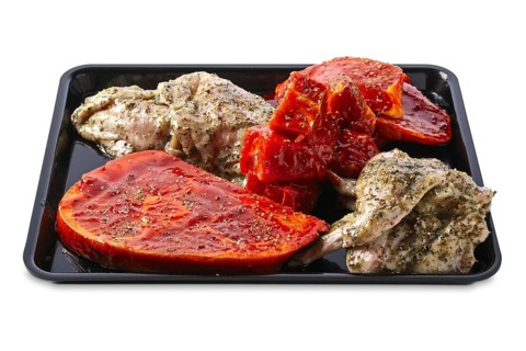 Marinated varieties of meat ready for grilling isolated on white background