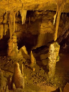 Stalagmites and stalactites in the Baerenhoehle